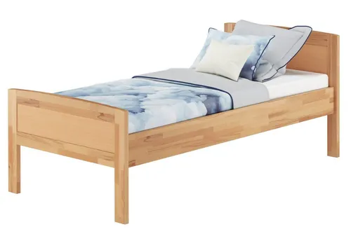 ERST-HOLZ Massivholzbett Attraktives Seniorenbett 100 x 200 Einzelbett Buche Hohe Sitzkante, Buche farblos lackiert
