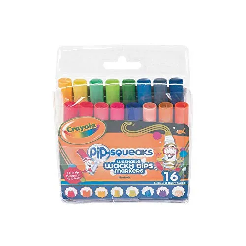 Crayola 16/Pkg Pip-Squeaks Washable Wacky Tip Markers 58-8709
