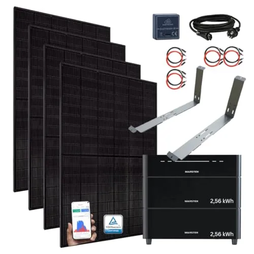 MyVoltaics Balkonkraftwerk 2000W mit Speicher Marstek Venus D - Komplettset mit 4 bifazialen Modulen und 5,12 kWh Speicher. Ideal für effiziente Energienutzung, erweiterbar und einfach zu installieren. Maximale Flexibilität für deinen Energiebedarf!