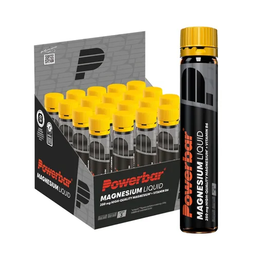 Powerbar Black Line Magnesium Liquid 20x25ml - 250mg Magnesium & Vitamin B6 - Magnesiumpräparate mit 250mg hochwertigem Magnesium zur Verringerung von Müdigkeit und Unterstützung der Muskelfunktion; inklusive Vitamin B6 für optimale Leistung und Gesundheit.