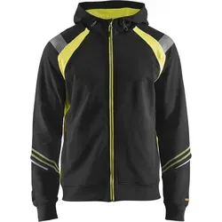 Blakläder Sweatshirt mit Reißverschluss 3433 1158 in Schwarz/Gelb - M - Bequemer Blakläder Sweatshirt mit Reißverschluss, ideal für den Alltag. Aus weicher Baumwolle mit reflektierenden Details für bessere Sichtbarkeit. Praktische Innentasche mit Reißverschluss und verstellbare Kapuze.