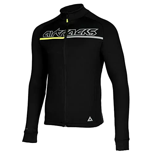 Airtracks Herren Winter Fahrradtrikot Langarm Pro Team - Outdoor Fleecejacke für Herren, atmungsaktiv und winddicht, ideal für kühle Temperaturen und unbeständiges Wetter. Mit hervorragender Wärmeisolierung und reflektierenden Elementen für Sicherheit.