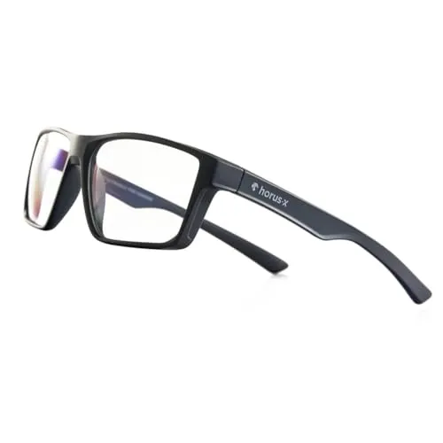 Horus X Blaulichtfilter Brille - Gaming Brille für Herren und Damen - Blaufilterbrille mit patentierter GHOST-Technologie, die 100% blaues Licht filtert und 100% UV-Schutz bietet. Ideal für Gamer und zur Reduzierung von Augenbelastung.