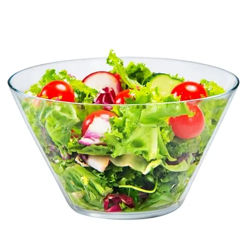 KONZEPT Salatschüssel aus bleifreiem Glas – 830 ml, Ø 16 cm, transparent, robust und stapelbar, ideal für Salate