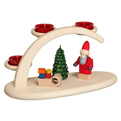 Seiffener Volkskunst Leuchterbogen Weihnachtsmotiv, 25 cm - Weihnachtlicher Zierschmuck, handgefertigt aus dem Erzgebirge, bringt festliche Stimmung in Ihr Zuhause.
