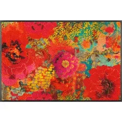 wash+dry Fußmatte Flowerchains 50x75cm - Bunte, waschbare Fußmatte für Innen und Außen - Fußmatten aus robustem Nylonflor, rutschfest und trittschalldämmend. Ideal für Allergiker, bis 60 Grad waschbar und bis 90 Grad trocknergeeignet. Hergestellt in Europa mit 5 Jahren Herstellergarantie.