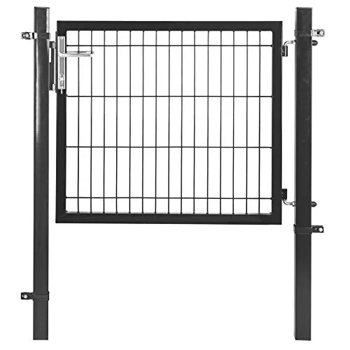 ESTEXO Gartentor Set mit Tür, Pfosten, Aluminium Türgriff und Einsteckschloss inkl. 3 Schlüssel, Farbe Anthrazit RAL 7016, Größe 80 cm