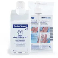 PAUL HARTMANN AG Horn Medical Dosierpumpe mit 1000ml Sterillium Virugard Hand-Desinfektionsmittel (farbstoff- & parfümfrei, [- Hochwirksame Desinfektionslösung wirkt sofort bis zu 6h geg. Hefepilze, Bakterien, Viren)