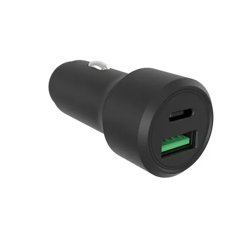 HQ-Power Kfz-Schnellladegerät - Schutz- & Zierleisten, mit 1x USB-A QC und 1x USB-C PD für schnelles Laden von Laptop und Tablet unterwegs.