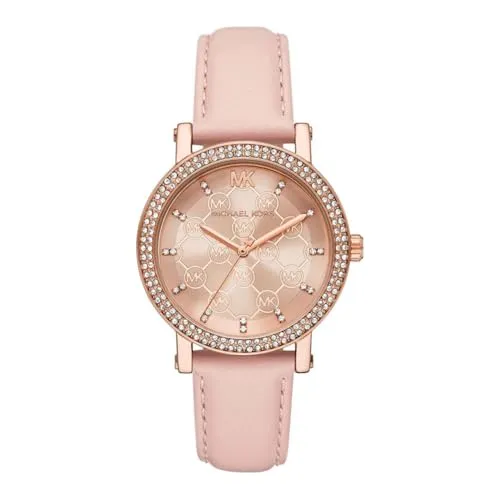 MICHAEL KORS Quarzuhr COREY MK7552 - Elegante Damenuhr mit roségoldfarbenem Pavé-Gehäuse und blassroséfarbend Lederarmband. Ideal für jeden Anlass und ein echter Blickfang in Ihrer Accessoire-Sammlung! Perfekt für stilbewusste Frauen, die Wert auf Details legen.