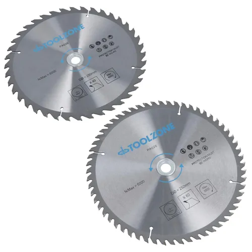 Stück 250 mm TCT Kreissägeblätter 40 und 60 Zähne mit Adapterringen TE321 2