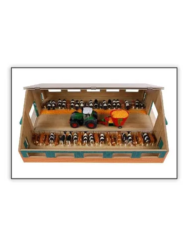 DEMA Stall Holz 73 x 60 x 26 cm - Detailgetreuer Viehstall im Maßstab 1:32, ideal für realistische Rollenspiele mit großzügigen Schiebetüren und hochwertiger Stalleinrichtung