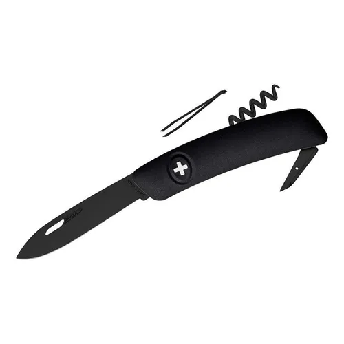 Swiza D01 Taschenmesser allblack schwarz - Taschenmesser mit 6 Funktionen, rostfreier Edelstahl und Soft-Touch-Griff für optimalen Komfort. Ideal für Outdoor-Aktivitäten und tägliche Einsätze.