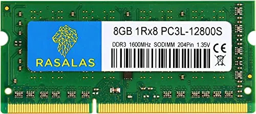 RASALAS 8 GB 1Rx8 PC3L-12800S DDR3L 1600 MHz SODIMM DDR3 1600 RAM 1.35 V CL11 204-Pin PC3 12800 Laptop-Speicher für tragbare Geräte