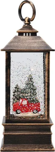 Dekorative Weihnachtslaterne LED mit Wasser und Glitzer, 23 cm