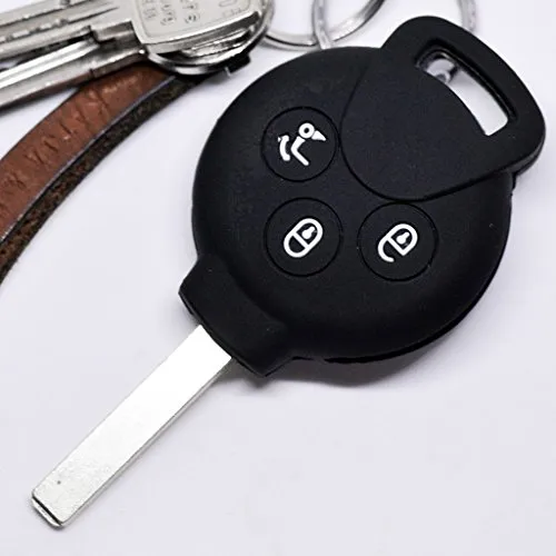 Soft Case Schutz Hülle Auto Schlüssel für Smart 451 Fortwo Cabrio Coupe Key/Farbe Schwarz