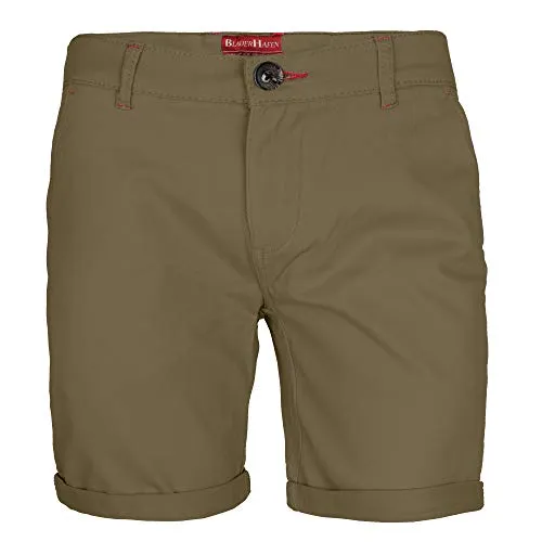 BlauerHafen Herren Stretch Chino Shorts Slim Fit Bermuda Kurze Hose Strecken-Baumwolle (W36 (Taille: 94-96cm), Khaki)