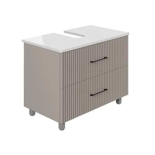 Karen Waschbeckenunterschrank Liana 80 cm - Grau - Stylischer Waschbeckenunterschrank mit Softclose-Schubladen und stabilen Metallfüßen. Ideal für Ihr Badezimmer, sorgt für Ordnung und bietet viel Stauraum.