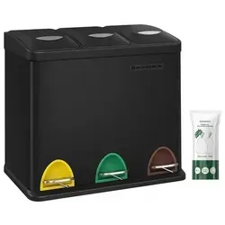 SONGMICS Mülleimer 3 x 8L, Mülltrennsystem aus Metall von SONGMICS