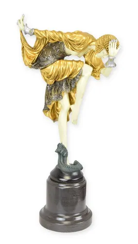 Aubaho Dekoobjekt Bronzeskulptur Ankara Tänzerin - Elegante Bronzeskulptur der Ankara-Tänzerin im Retro-Design. Diese kunstvolle Deko bringt kulturelles Flair und zeitlose Schönheit in Ihr Zuhause. Perfekt als stilvolles Geschenk oder Blickfang in Ihrer Sammlung.