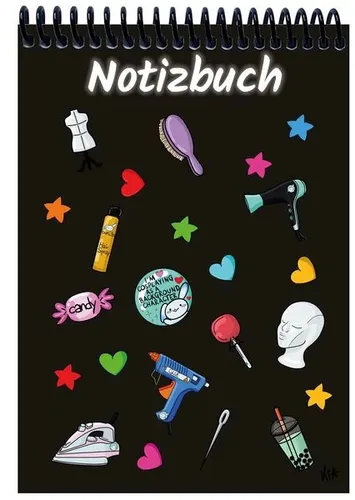 A 5 Notizblock Manga Items, schwarz, kariert Spiralbindung, Notizblock, Tageb...