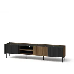 Beautysofa Lowboard Piano, Schwarz oder Dunkelbraun, 200 cm - Elegantes Lowboard für Ihr Wohnzimmer mit modernem Design und großzügigem Stauraum. Pflegeleichte MDF-Oberfläche und dezente Griffe sorgen für eine harmonische Optik. Ideal für TV und Multimedia-Geräte.