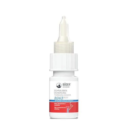 Lackfabrik Bäder Schraubensicherung B243 Eco Mittelfest Blau 10ml – Anaerober Gewindekleber, Schraubenkleber, Gewindedichtung, Vibrationssicher, Kennzeichnungsfrei, Lebensmittelecht, Made in Germany