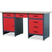 Deluke Werkbank Anthrazit, 170x85 cm, 6 Schubladen, stabil und geräumig
