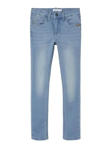 NAME IT Jungen Nkmtheo Dnmclas Pant Noos Jeans, Light Blue Denim - Jungen-Jeanshosen mit verstellbarem elastischen Taillenbund und extra slim fit für optimalen Tragekomfort und Bewegungsfreiheit.