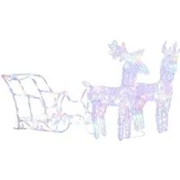 vidaXL Rentiere & Schlitten Weihnachtsdekoration mit 160 LEDs - Weihnachtsbeleuchtung mit 2 LED-Rentieren und einem Schlitten, wetterbeständig und energieeffizient, ideal für eine magische Weihnachtsatmosphäre im Innen- und Außenbereich.