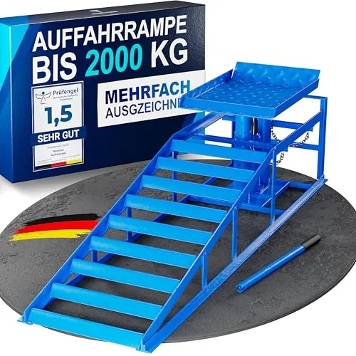 WERKTHOR hydraulische Auffahrrampe PKW – Höhenverstellbare Hebebühne mit Sicherheitsventil - Die hydraulische Auffahrrampe ermöglicht ein sicheres Anheben von Fahrzeugen bis 2000 kg. Höhenverstellbar von 270 bis 375 mm, sorgt sie für flexibles Arbeiten und Stabilität bei Wartung und Reparatur.