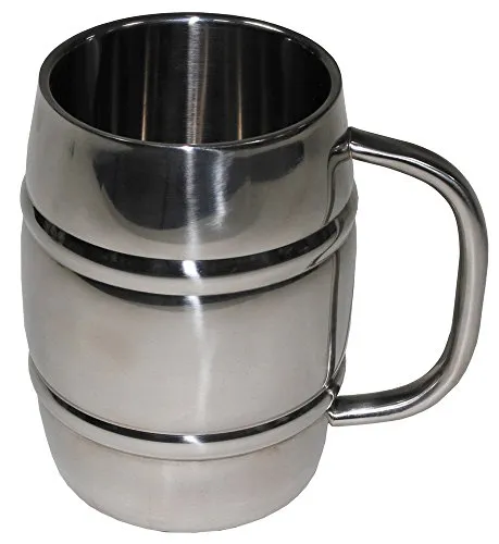 Edelstahl Bierkrug 1 Liter mit Henkel - Hochwertiger doppelwandiger Thermobecher für Partys, BPA-frei und geschmacksneutral. Ideal für Outdoor-Aktivitäten und Feste.