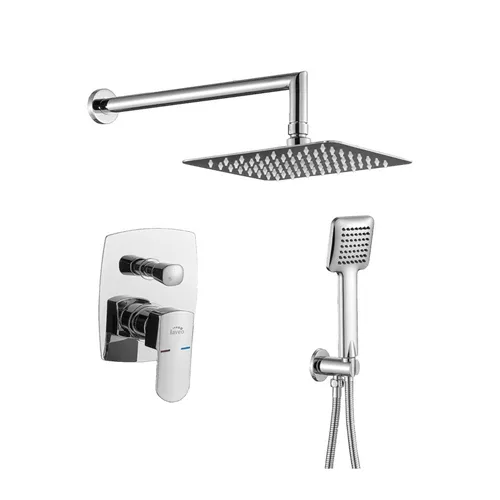 KOLMAN CALLA Unterputz Brausearmatur in Chrom – Komplettes Duschsystem - Modernes Duschsystem mit Regendusche und handlicher Brause. Ideal für eine stilvolle Badezimmergestaltung. Inklusive Wandmontage und 2 Jahre Herstellergarantie.