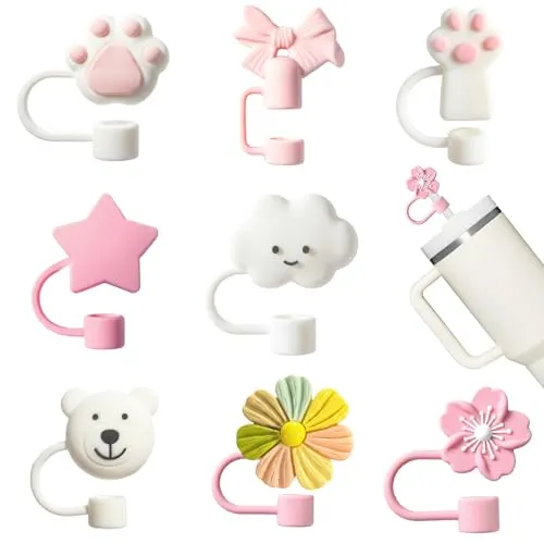 AOTWAN 8 Stück Zubehör für Stanley Cup, Garantiert Geruchsfrei und Gratfrei, Staubdichte Silikonmaterial Strohhalme Abdeckung 10mm