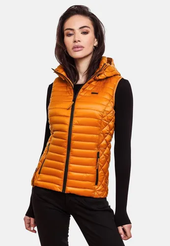 Marikoo Steppweste mit abnehmbarer Kapuze in Braun - XS (34) - Modische Steppweste aus 100% Nylon, wasserabweisend und ideal für wechselhaftes Wetter. Die abnehmbare Kapuze bietet zusätzliche Flexibilität und Komfort.
