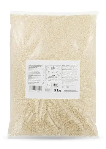 KoRo Bio Jasmin Reis 5 kg - Duftreis aus Thailand - Reis: Original aus Thailand, aromatischer Duftreis mit blumigem Aroma, ideal für Currys und asiatische Gerichte, schnell in 10 Minuten zubereitet.