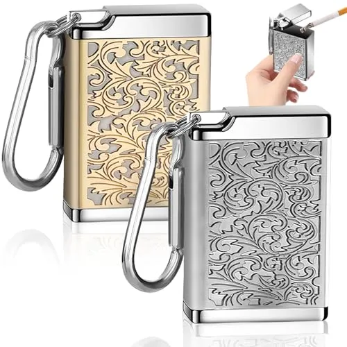 Stück Taschenaschenbecher für unterwegs, Mini Reiseaschenbecher Mobiler Aschenbecher Metall Aschenbecher mit Schlüsselhalter für Camping, Rauchen im Innen-Oder Außenbereich (Gold+Silber) 2