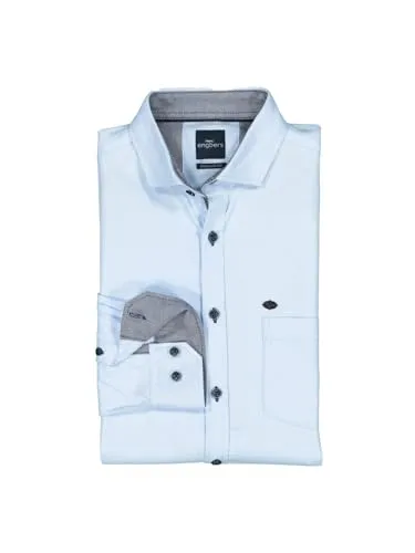 engbers Herren Langarm-Hemd strukturiert, Hellblau, Größe 4XL - Herrenhemden in eleganter Softe Twill-Warenqualität mit bügelleichter Ausrüstung, ideal zu kombinieren und mit praktischer Brusttasche.