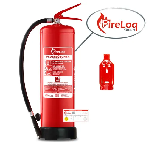 FireLoq® 9L Wasserlöscher 13A 4LE mit Prüfnachweis,Wandhalter und Manometer