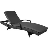 tectake® Polyrattan Sonnenliege - 5-Fach verstellbar für maximalen Komfort - Gartenliegen mit wetterfestem Polyrattan und weicher Polsterauflage, ideal für Balkon, Terrasse und Garten – für entspannte Ruhepausen im Freien.