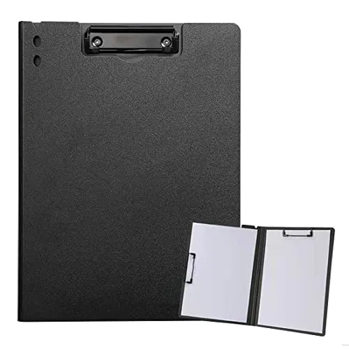ZMREN Klemmbrett, A4 Kunststoff Klemmbretter Mit Doppelclip, Standard A4 Letter Size Klemmbretter, Geeignet für Büroangestellte, Studenten, Lehrer (31,5 cm x 22,5 cm) - Schwarz