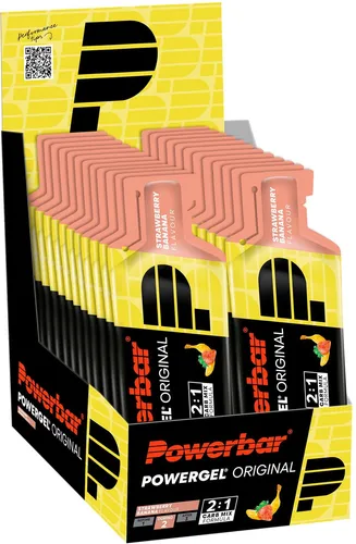 Powerbar PowerGel Original Strawberry-Banana - 24x41g - Kohlenhydrat-Präparate mit C2MAX Mischung für optimale Energie bei Belastung, ideal für Läufer und Radfahrer. Vegan und auf verbotene Substanzen getestet.