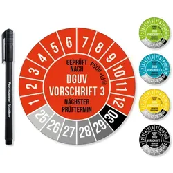 Frank Paperman Aufkleber DGUV V3 Prüfplaketten - Etiketten mit 600 Stück, UV-beständig und hohe Klebkraft – perfekt für die Kennzeichnung von Elektrogeräten und den nächsten Prüftermin.
