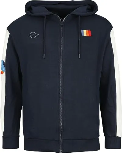 Starfield Monochrome Emblem Männer Kapuzenjacke blau M - Stylische Kapuzenjacke für Fans von Bethesda, ideal für den Alltag. Normale Länge und robuste Materialien sorgen für Komfort. Entdecke weiteres Fan-Merch von EMP!