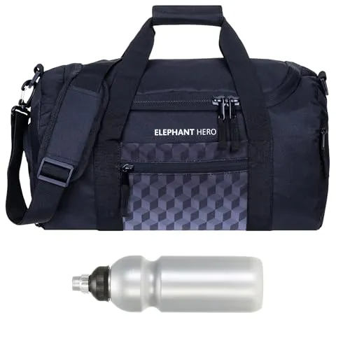 Sporttasche klein Jungen Mädchen Hero Signature mit Schuhfach Sport Tasche Kinder medium Schule Fitness Bag + Trinkflasche f (Black Cube 12867)