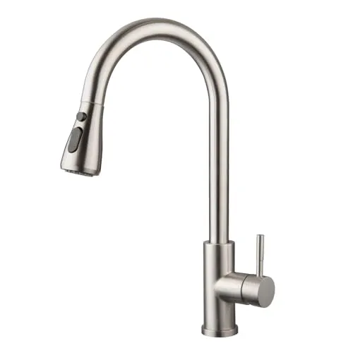 BONADE Wasserhahn Küche, Hochdruck Küchenarmatur mit Herausziehbarer Brause Ausziehbar Armatur, Mischbatterie Küche 360° Schwenkbar mit 2 Strahlarten, Einhebel Spültischarmatur Edelstahl Gebürstet