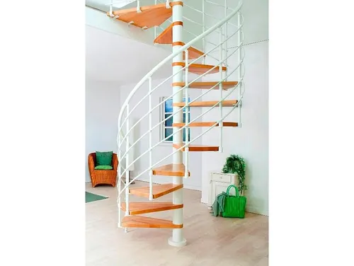 DOLLE Spindeltreppe Oslo Ø 140 cm, weiß, Buche Natur in weiß von DOLLE