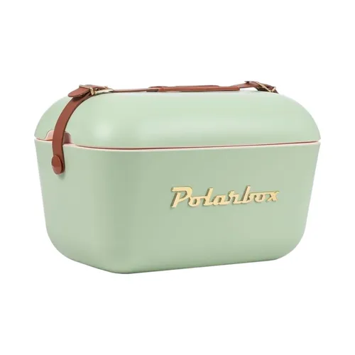 Polarbox Kühlbox Gold Verde Oliva 20l - Stilvolles Retro-Design - Kühlboxen mit 20L Fassungsvermögen, hochwertiger Isolierung und elegantem Olivgrün mit goldfarbenen Details – ideal für Picknicks und Outdoor-Abenteuer.