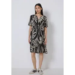 Street One Studio Damen Gemustertes Tunika-Kleid - Kleider für Damen, knielanges Design mit Volants und geschlitztem Ausschnitt für einen femininen Look und angenehmen Tragekomfort.