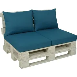 GO-DE Textil Palettenkissen Set, uni petrol - Gartenmöbelauflagen: 2er Set Palettenkissen in stylischem petrol, mit hochwertiger Schaum-Vliesfüllung für maximalen Komfort und wasserabweisendem Material - ideal für die Gartensaison!